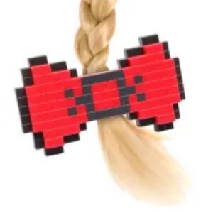 Retro Pixel Red Bow Hair Clip